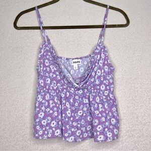 Abound Floral Spaghetti Strap Cami Tank Top-Purple Flowers Print-Womens S-Summer